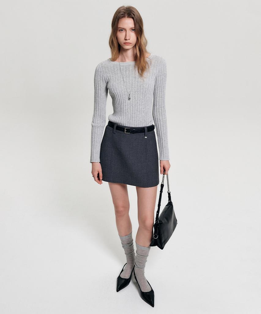 Lugkaeseuteu Nelly Summer Wool Mini Skirt_Charcoal