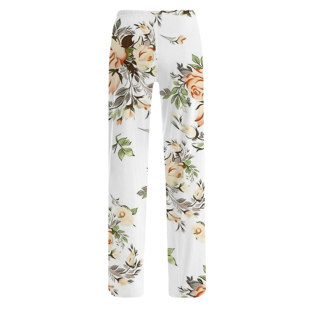 Dámské pyžamové kalhoty na spaní ležérní kalhoty se stahovací šňůrkou v pase pohodlné rovné kalhoty na jógu volné