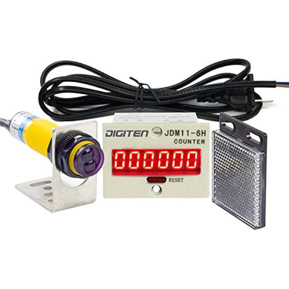 DIGITEN 0-999999 Цифровой светодиодный счетчик + Фотоэлектрический датчик-выключатель + Отражатель Автоматическая конвейерная лента 100-240 В переменного тока 6 цифр Мини Счетчик трафика покупателей