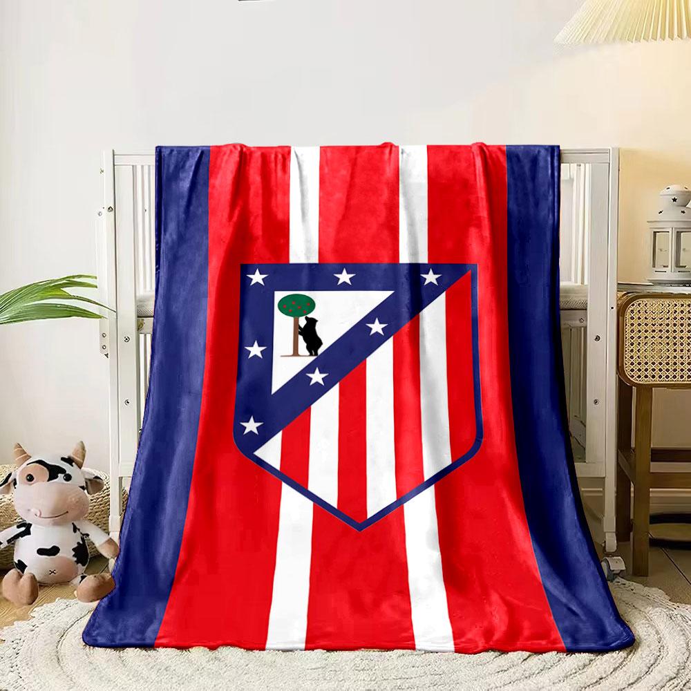 Red and white vertical stripes with a blue-bordered shield featuring stars and a bear. for all seasons blanket lunch break throw gift