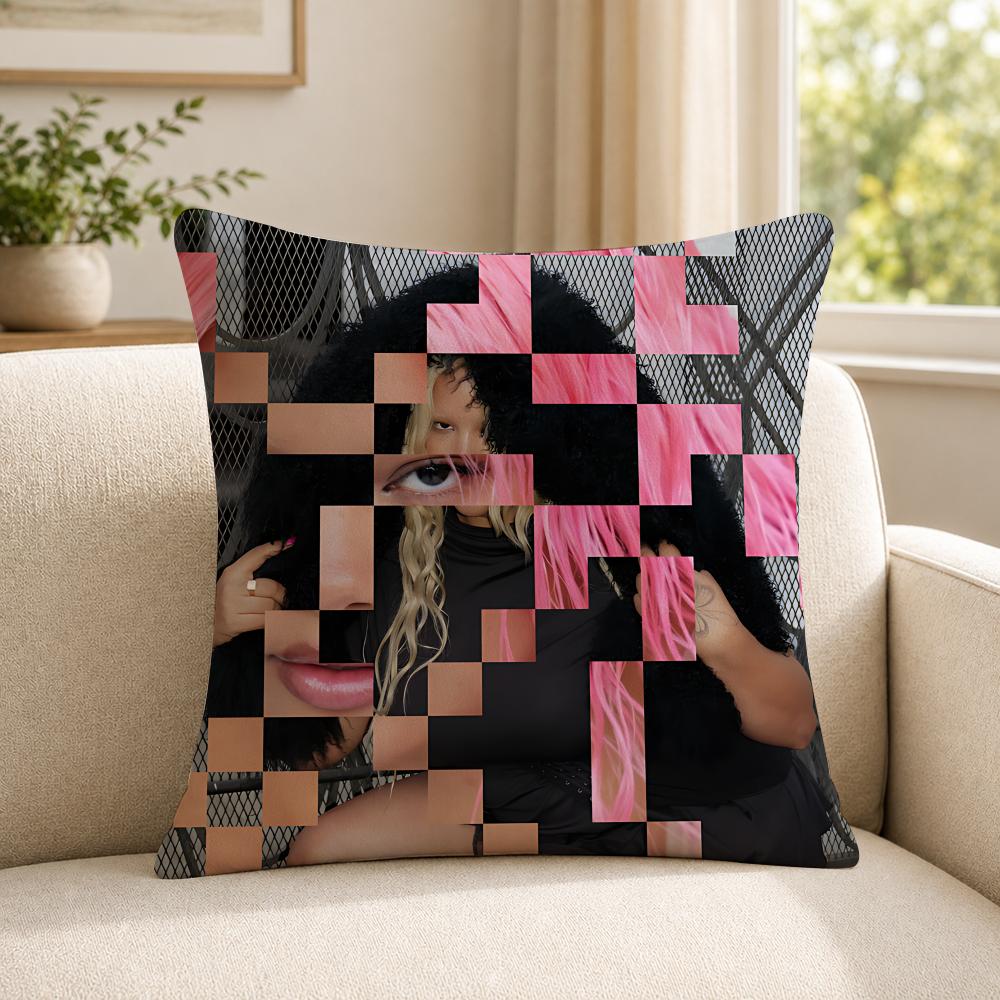 Singer PPink PPantheress Cushion Cover Soft Short Plush SkinFriendly Cushion Case for MultiScene Use