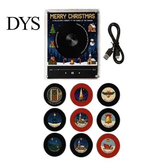 NFC Vinyl Record Player Fridge Magnet for Christmas Halloween, with 9 Programmable Records, Retro Style Enabled Albums Refrigerator Magnet,