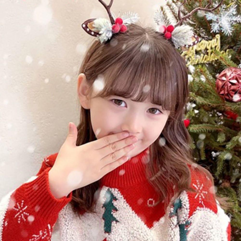 Creative Elk Antler Hair Clip Cloth Christmas Hair Clip Kawali Xmas Reindeer Clip  Party