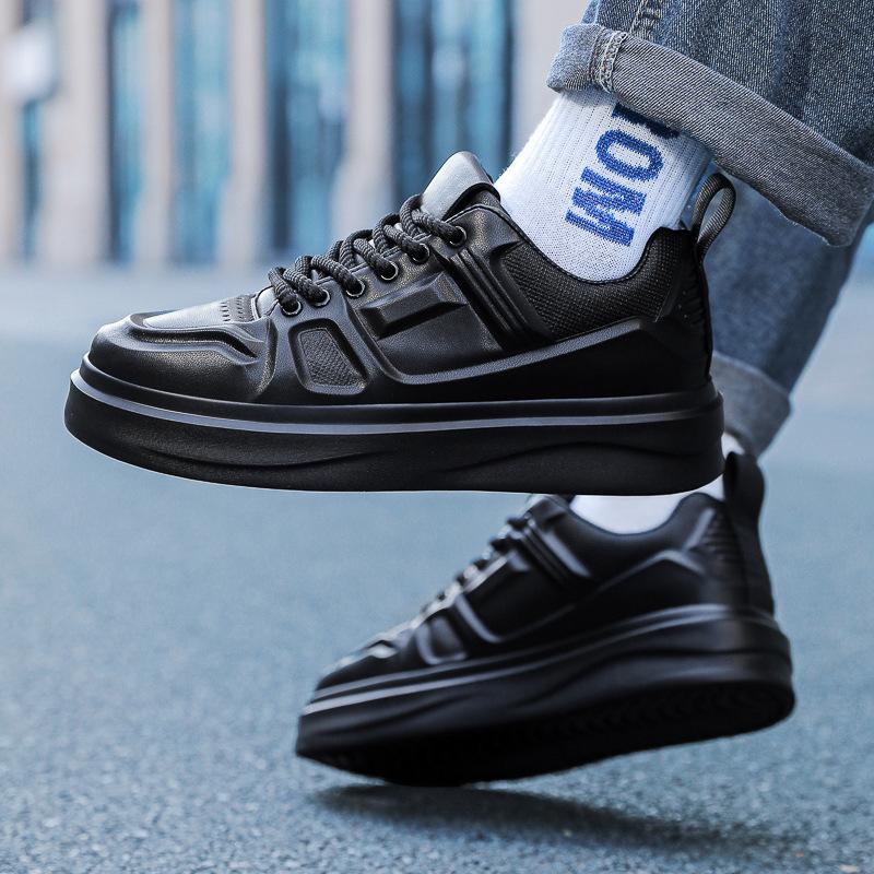Men's and women's fashion trend white shoes leather board shoes men's bread shoes versatile casual shoes men's height-increasing casual shoes