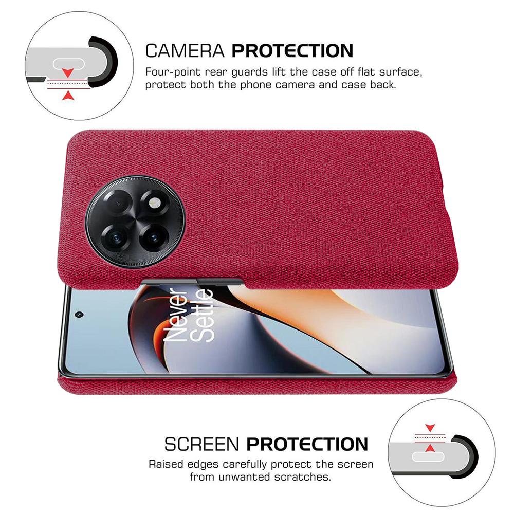 Cloth Texture Smartphone Cover for OnePlus 11R 5G/Ace 2 5G,Solid Color Hard PC+Cloth Anti-scratch Case