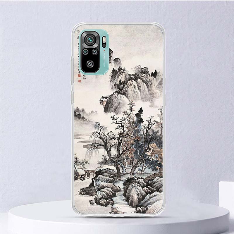 Chinese Style ink Painting Art Soft Case For Xiaomi Redmi Note 14 14S 13 12S 11S 10S 12 11 10 Phone Cover 11T 11E Pro Plus 9 9S