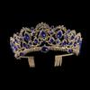 European Drop Green Red Crystal Tiaras Vintage Gold Color Rhinestone Pageant Crowns Comb Baroque Wedding Hair Accessories
