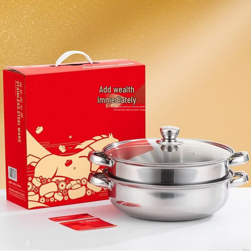 Huibaishen 3-Layer Stainless Steel Steamer & Hotpot