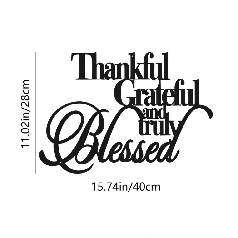 1pc Thankful Grateful, and Truly Blessed Metal Sign – Personalized Wall Decor, Stylish Metal Wall Art for Office, Room, and Home