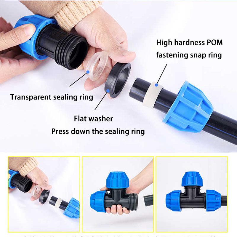 1pcs 20/25/32mm 1/2" 3/4" 1" PE Pipe Quick Connector Elbow Reducing Water Pipe Joint Tap Water Irrigation