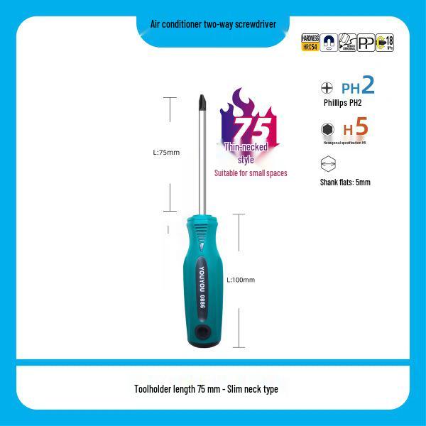 

Hexagon Magnetic Screwdriver Set: 5 Replaceable Hex Bits & Phillips for Air Conditioner Repair