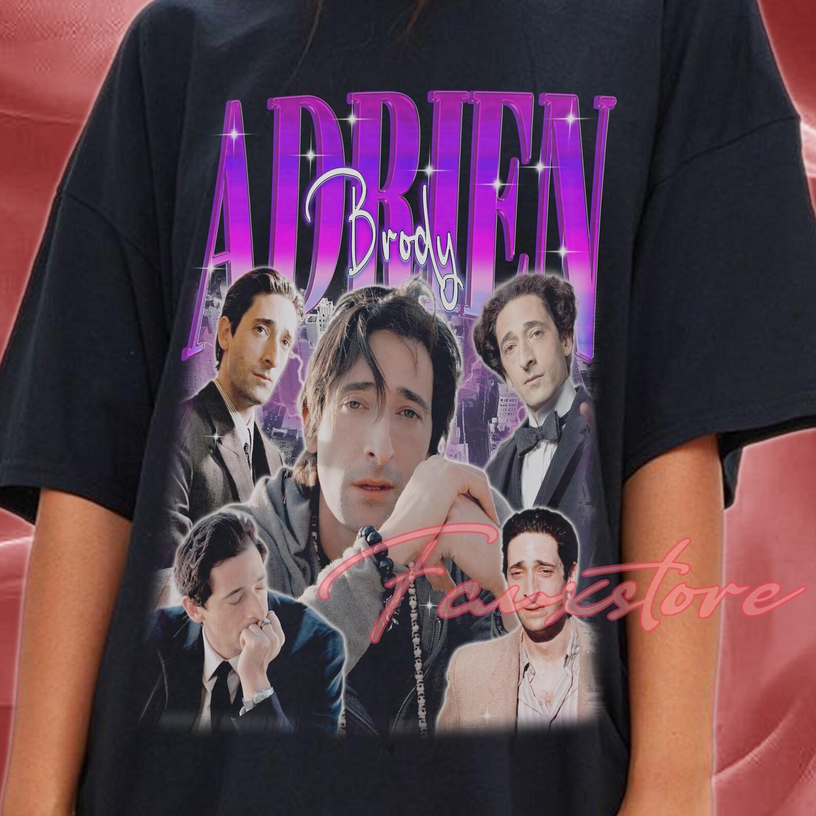 Adrien Brody Collage Graphic T-Shirt – Vintage Actor Portrait Print 2XL