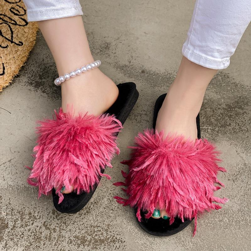 Fashion Women Fluffy Flats Slippers Autumn Designer Classical Shoes 2025 Fad Suede Comfortable Shoes New Trends Home Zapatillas De Mujer 43 3200₽