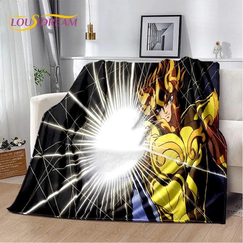 Cartoon Saint Seiya Retro Anime HD Blanket,Soft Throw Blanket for Home Bedroom Bed Sofa Picnic Travel Office Cover Blanket Kids