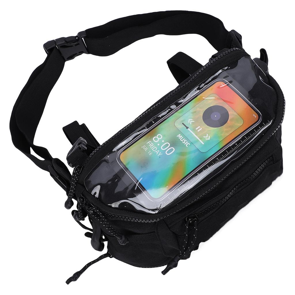 Motorcycle Waist Pack Expandable Front Handlebar Bag with Touchscreen Window for Navigation Large Capacity Storage