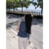 Women's Summer Retro Irregular Plaid Vest with Cinched Waist