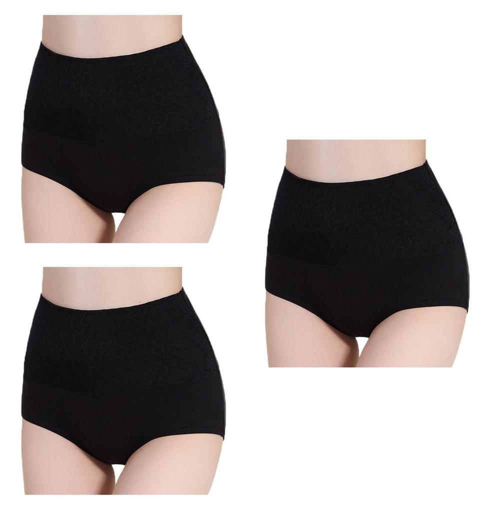 willmatch Set of Tummy Tightening Panties with Soft Cotton Pants for a487 3-Piece Girdle, High-Waisted Women, (4XL, Black)