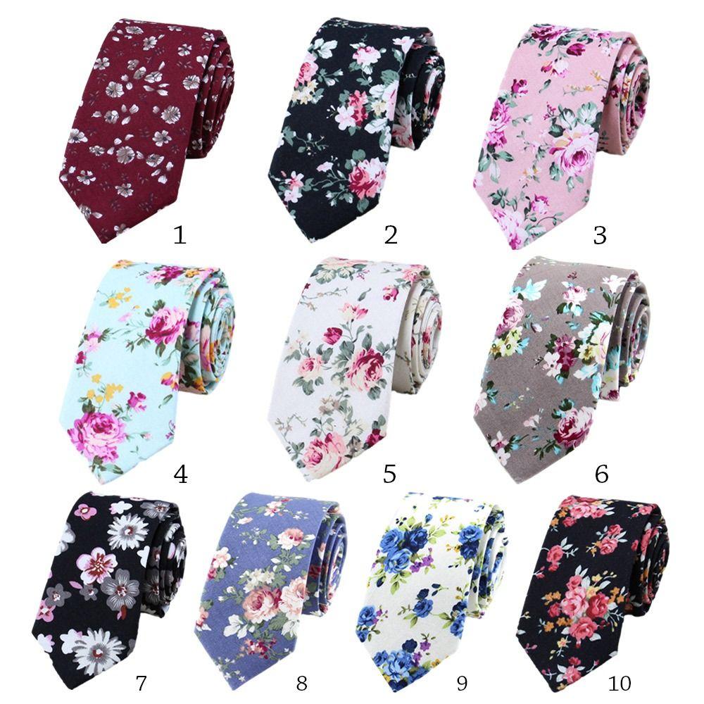 1pc Floral Elegant Tie For Men Women Cotton Beautiful Flower Paisley Necktie Narrow Skinny Cravat Wedding Casual Tie