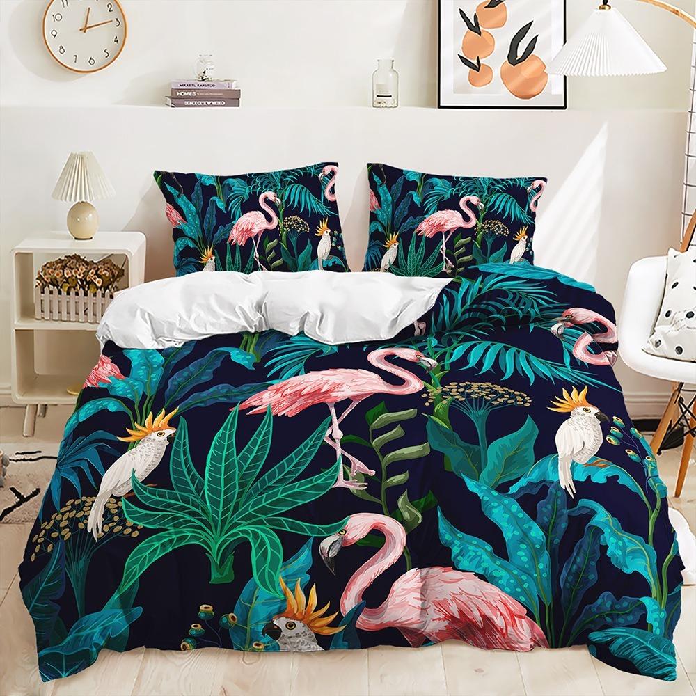 3D Flamingo Duvet Cover Full Size 2/3 Animal Pattern Bedding Set with Pillowcases for Teens and Boys Duvet Cover Pillowcase Gift