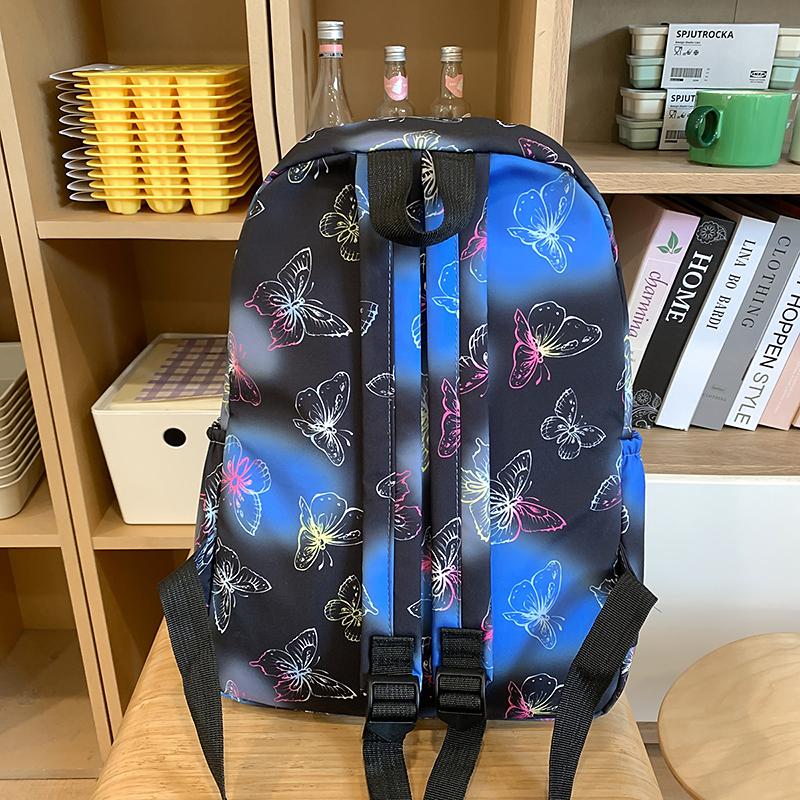 Butterfly Print Backpack Lightweight Backpack Large Capacity Campus Student Schoolbag