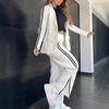 2024 Women's Autumn/Winter Casual Lapel Suit with Wide-Leg Pants - European/American Style Two-Piece Set