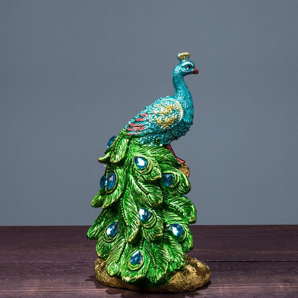 9x9x15cm Resin Mini Peacock Figurine Miniatures Home Decoration Statue Ornament Wedding Gift