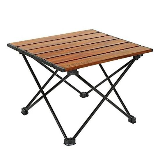 Rock Cloud Camp Table Folding 41x35cm Aluminum Roll Compact Ultra Lightweight Outdoor Sports BBQ Hiking Beach Storage Bag Natural Brown