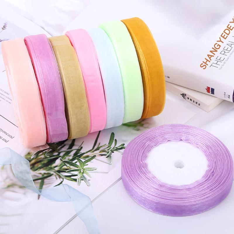 38Meter/Roll 1.5Cm Sheer Chiffon Ribbon For Handmade Bow Craft Wedding Christmas Decoration Diy Card Gift Wrapping