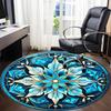 1pc Blue Floral Mandala Chair Carpet for Office Non-Slip, Machine Washable Rug for Office - Holiday DecorMachine Made yy251029108