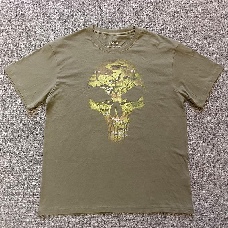 

Forbearance Skeleton Rock Print Short-sleeved Men s Clothes Pure Cotton T-shirt S зелёный