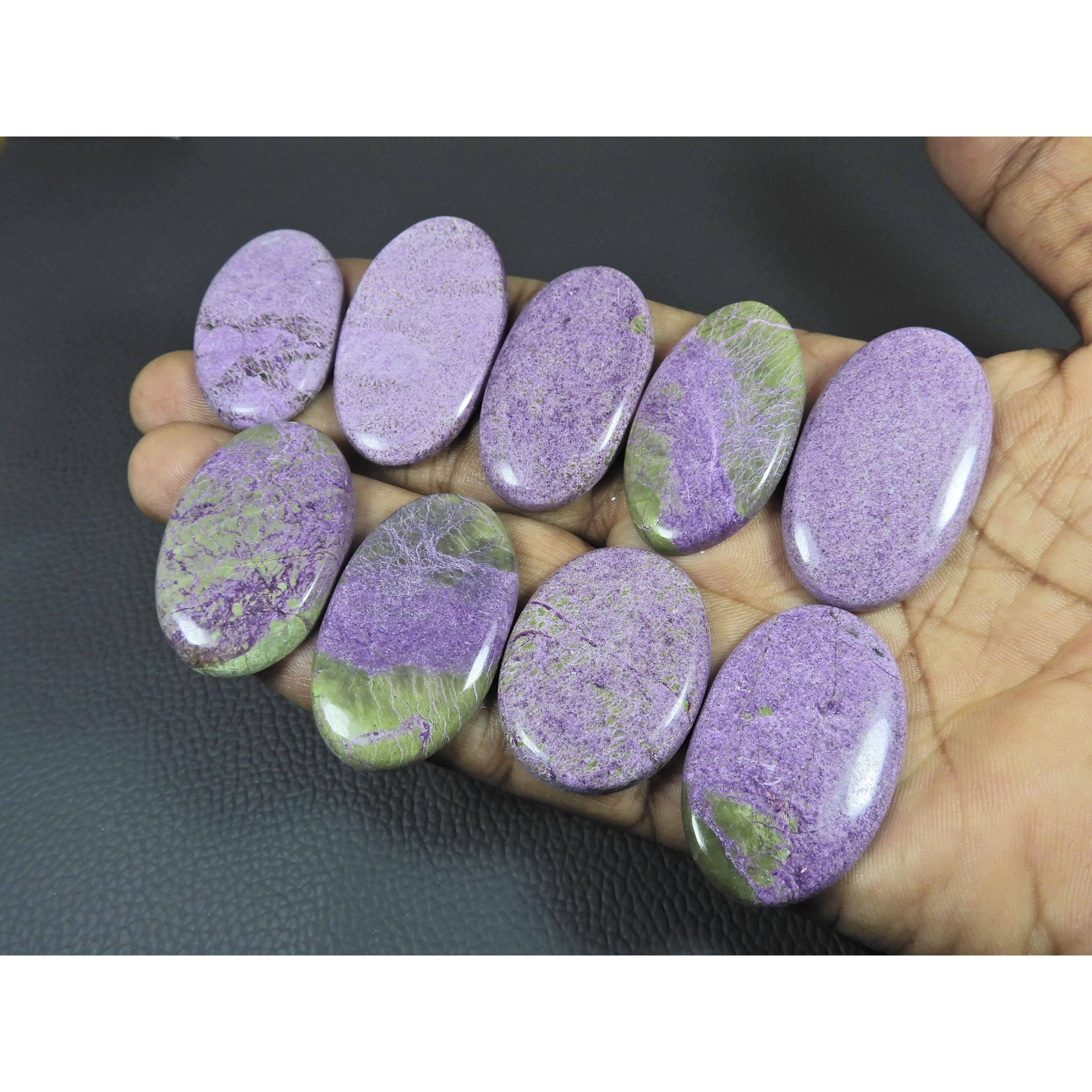 09Pcs Natural Stichtite Oval Shape Cabochon Loose Gemstone 333Cts. Lot C-2976