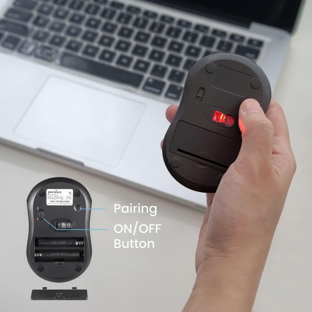 Perixx Compact Wireless Bluetooth Compatible with and Mac Black PERIMICE-802 Mouse, Windows, Android, Tablets, Linux, -