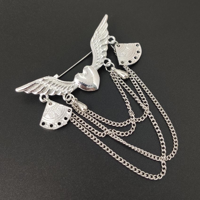 Creative Love Wings Brooch with Retro Tassel Multi-Layer Chain