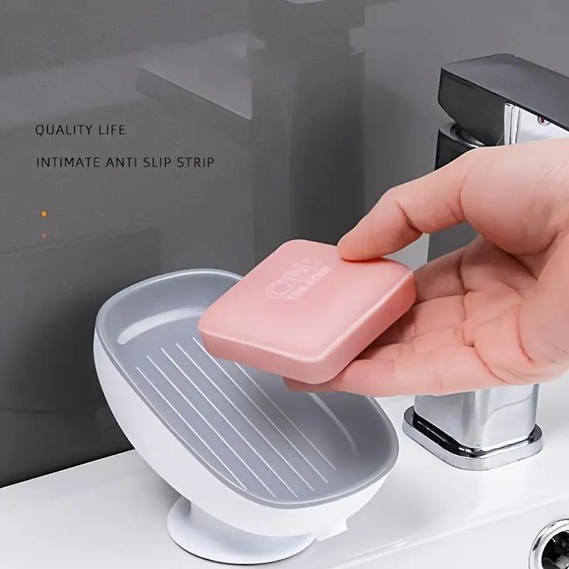 Soap Holder Drain Water Soap Dish Leaf Shape Soap Box Shower Soap Drainer Suction Cup Soap Container Modern Bathroom Accessories