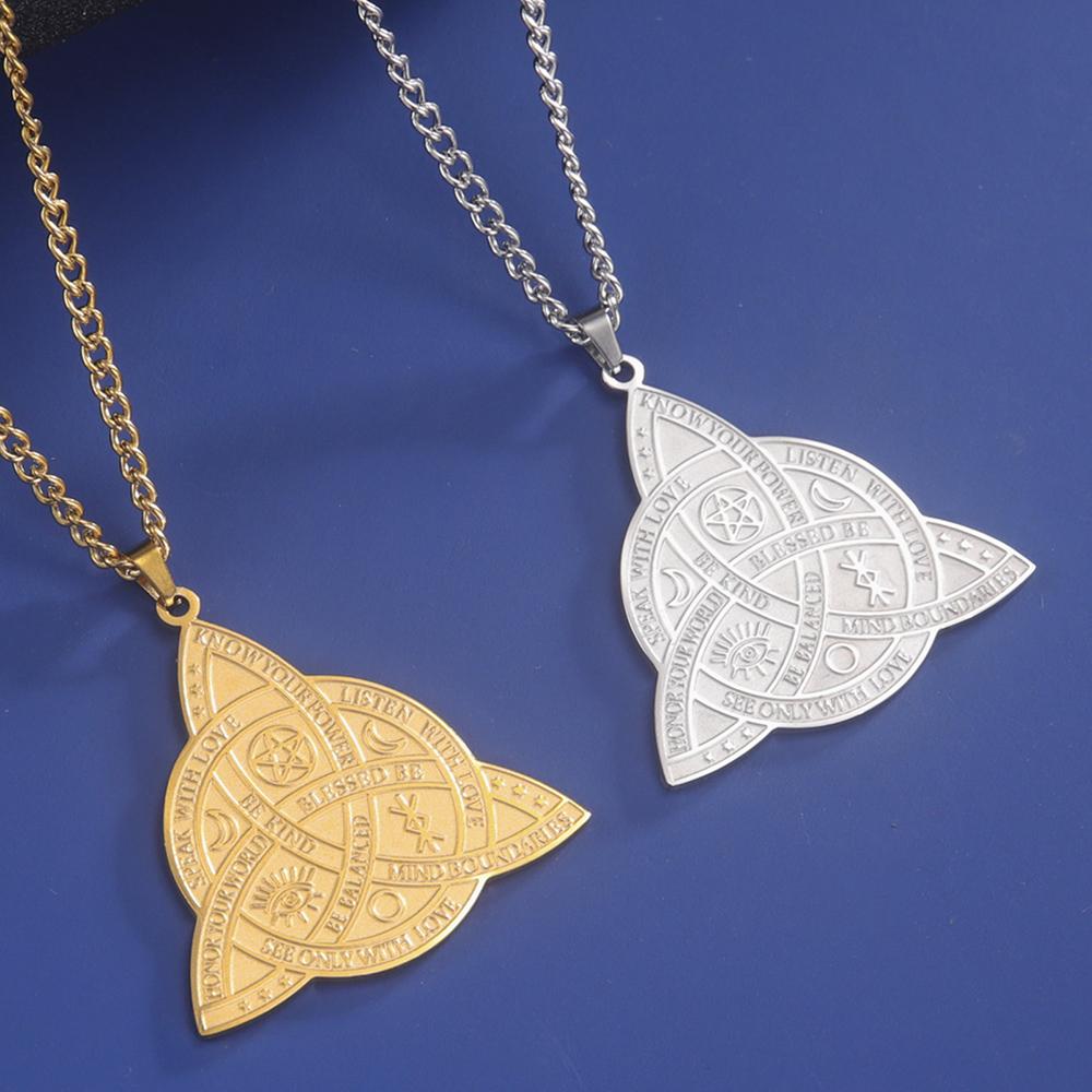 Dawapara Triple Moon Goddess Triquetra Necklace Trinity Knot Pendant Irish Amulet Wiccan Witchcraft Jewelry Stainless Steel