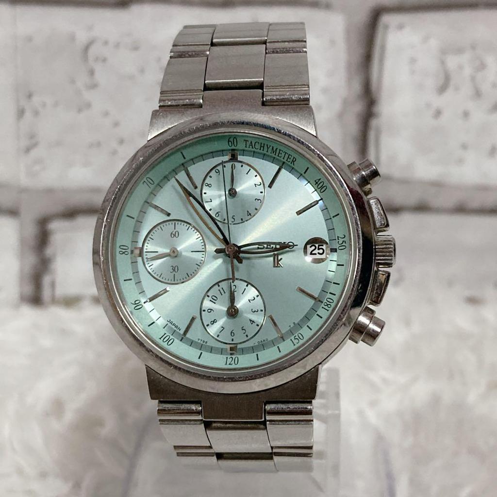 [USED] Working Seiko Lukia Chronograph Wristwatch, Aqua Green and Silver
