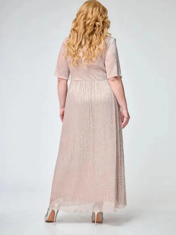 European and American Style Mesh A-Line Dress - Solid Color, Waist-Slimming, Fashion Plus Size Women's Clothing