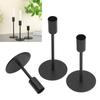 3pcs 3 Heights Metal Taper Candle Holders Black Taper Candle Holder Set Table Centerpiece