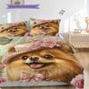 Pomeranian Pattern Bedding Quilt Set Quilt Cover Pillowcase Home Decoration Birthday Gift (1 * duvet cover + 2 * pillowcase, without core)