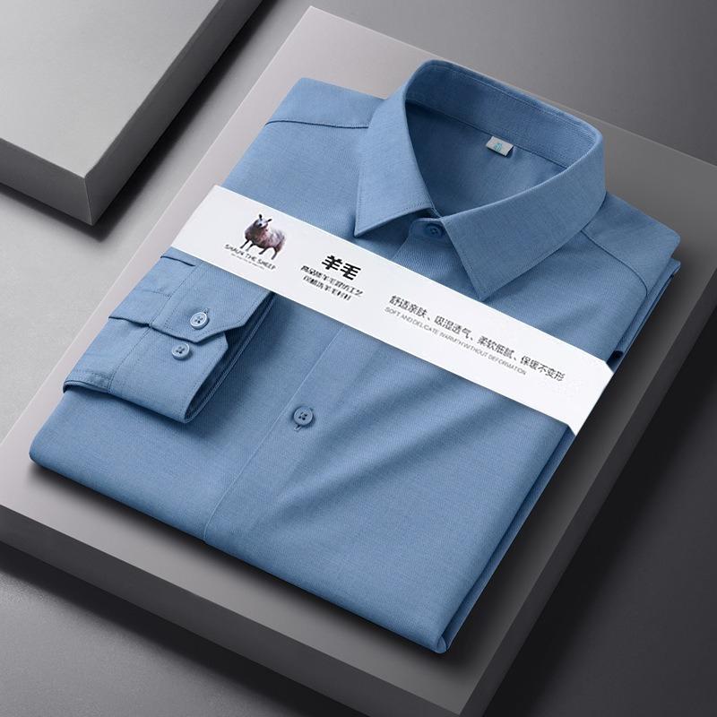 High Quality Modal Woolen Shirt Long Sleeve Men White Black Versatile Shirt Men Wear Fashionable Business Casual Anti-Wrinkle