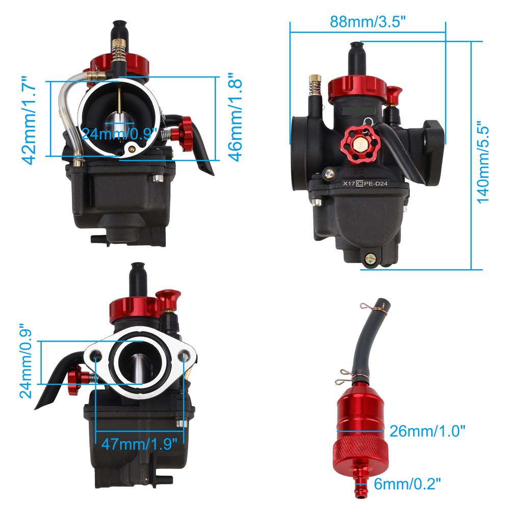 Vergaser Carb 24mm für 140cc-150cc Motorrad, Dirtbike, ATV, Go-Karts