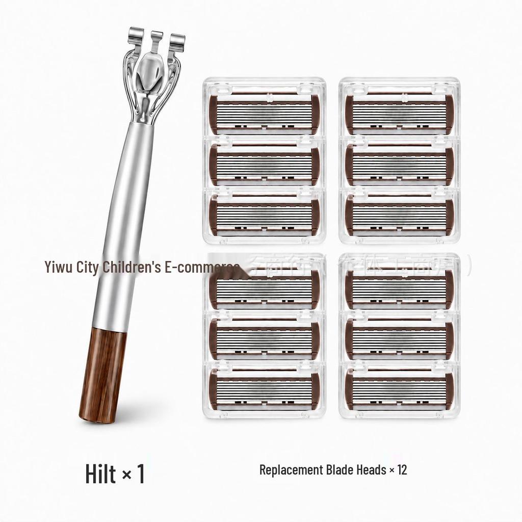 8-Blade Men's Manual Razor for Shaving Beard and Face with Sharp Blade Holder