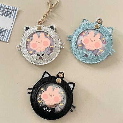 Cute Cat Kpop Photocards Holder Badge Protector Photo Card Packaging Badge Card Display Stand Cute Bag Pendant Couple Keychain