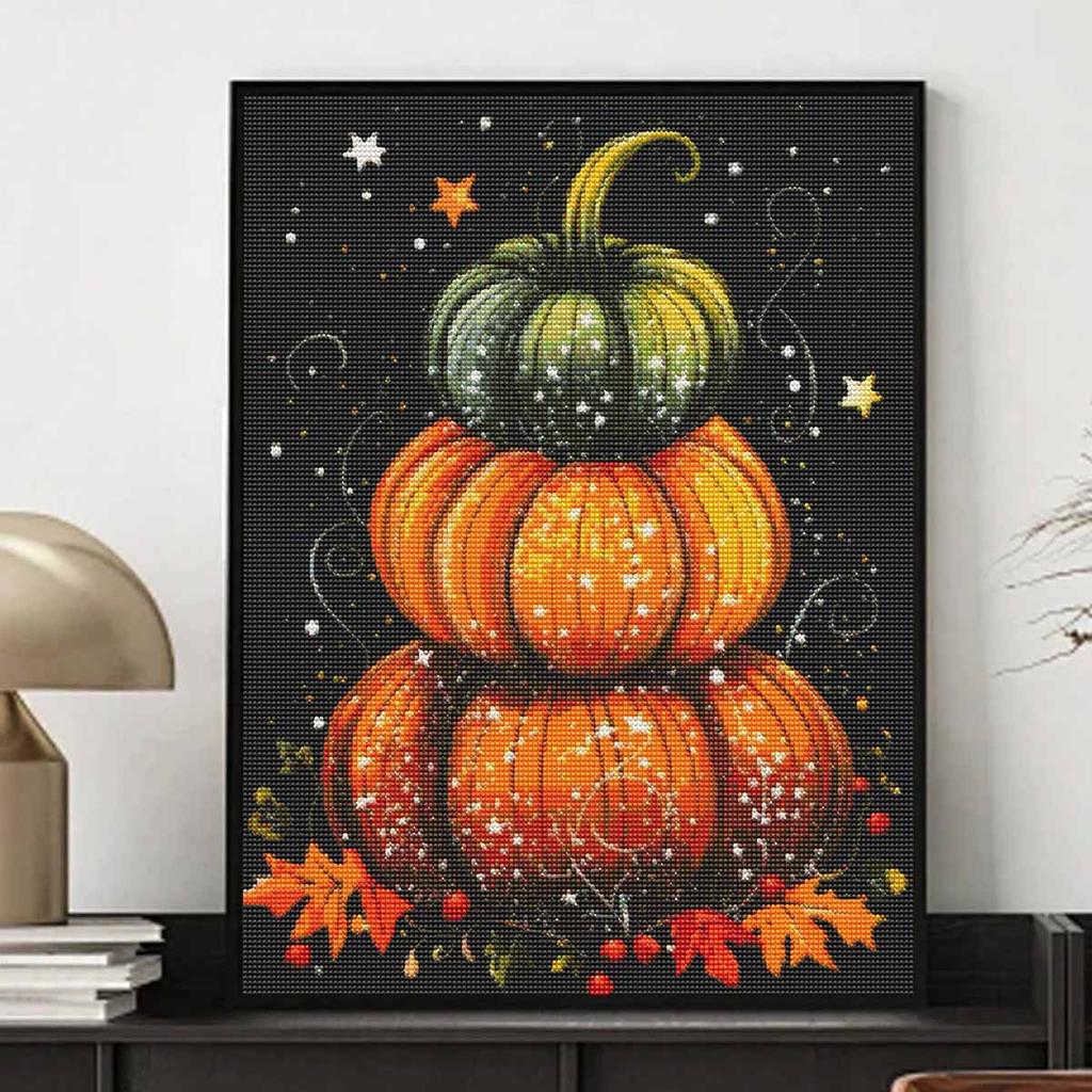 DIY Diamond Painting Canvas Stacked Pumpkin Autumn Harvest Stars Design 5D Full Drill Art Creative Leisure Craft Home Decor