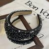 Black Color Crystal Gem Headband Rhinestone Padded Diamante Headband  for Washing Face