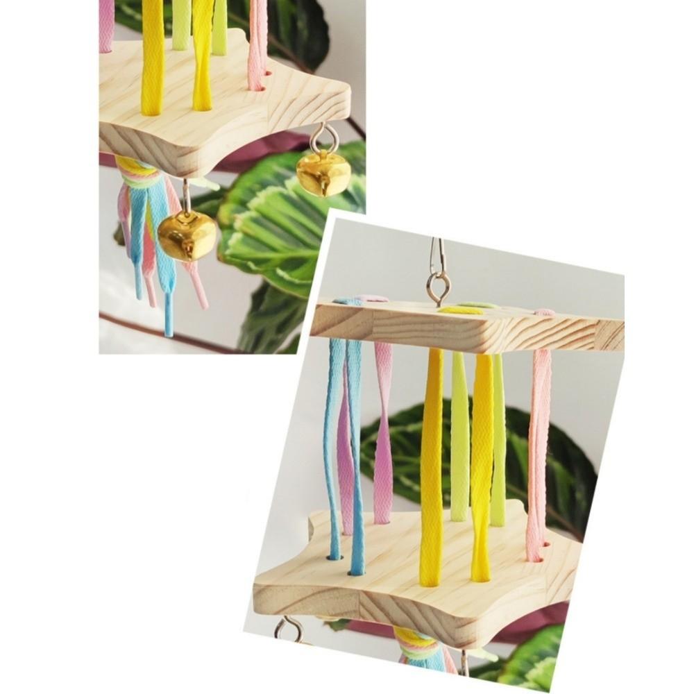 Colourful Bird Hanging Swing Wooden Bird Toy Hammock Parrot Cage Hut  Small Pet Entertainment