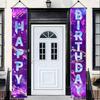 1Set Neon Happy Birthday Banner Couplet Porch Backdrop, Music Theme Party Decor & Photo Props for Birthday Party Favors