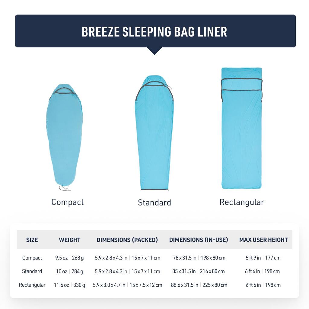 Sea To Summit Breeze Sleeping Bag Liner, Rectangle, with Pillow