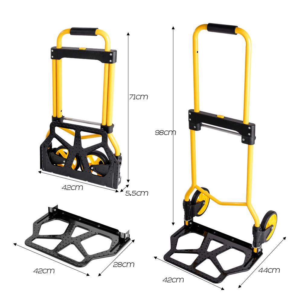 Compact Folding Four-Wheel Hand Truck - Lightweight, Portable Cart for Groceries, Luggage & Household Moving