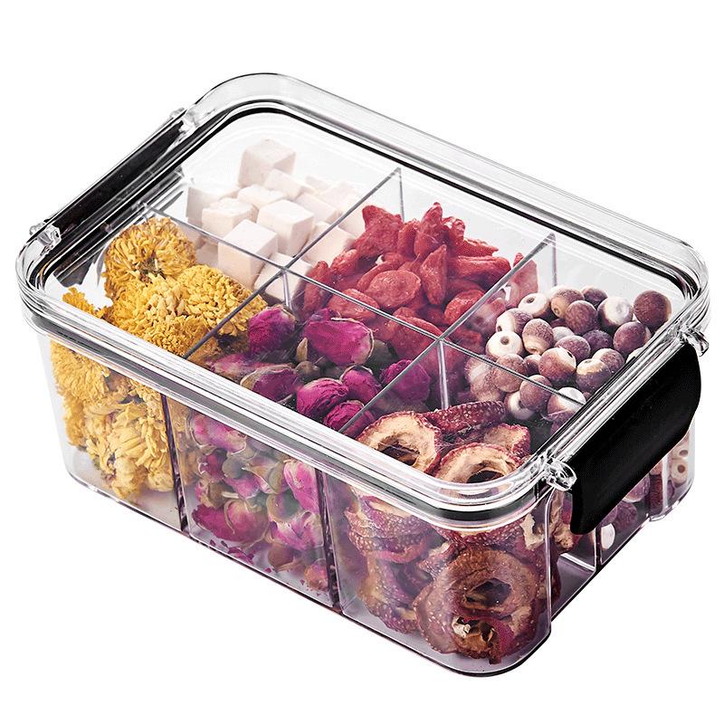 Floral Square Tea Box 460ml with Four Airtight Food-Grade Plastic Compartments